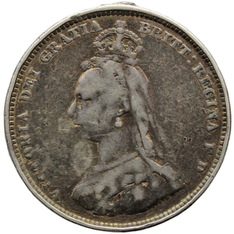 1887 Shilling Queen Victoria Great Britain Silver Coin