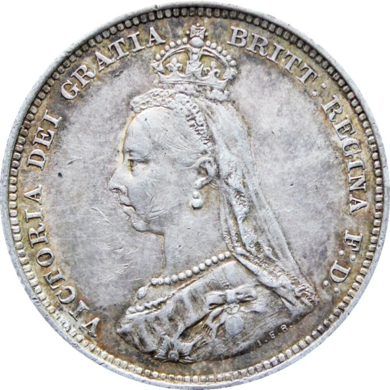 1887 Shilling Queen Victoria Great Britain Silver Coin
