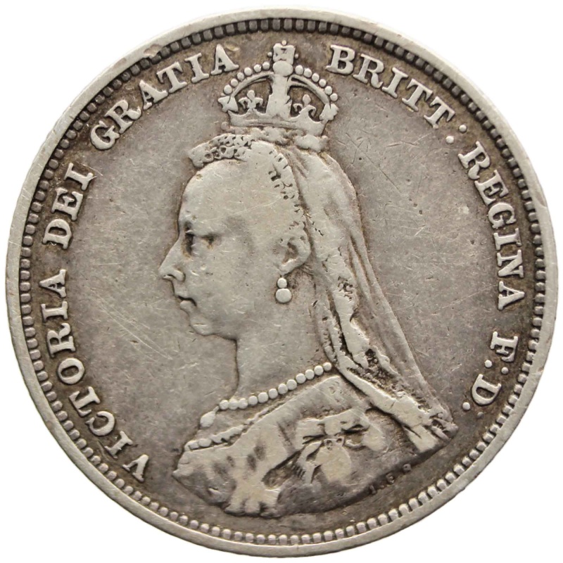 1887 Shilling Queen Victoria Great Britain Silver Coin