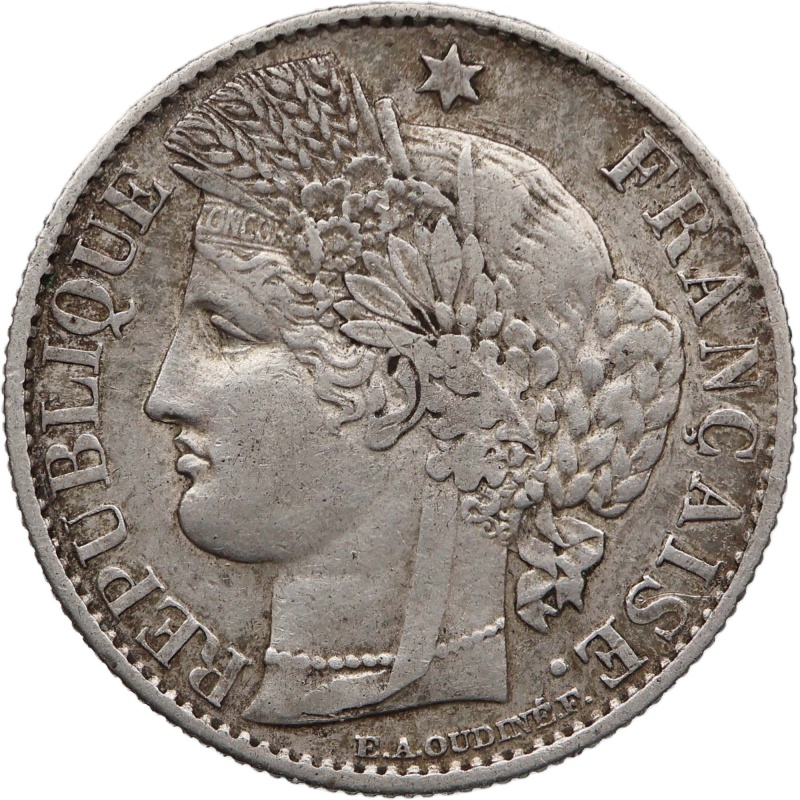 1888 A 50 Centimes France Coin Silver