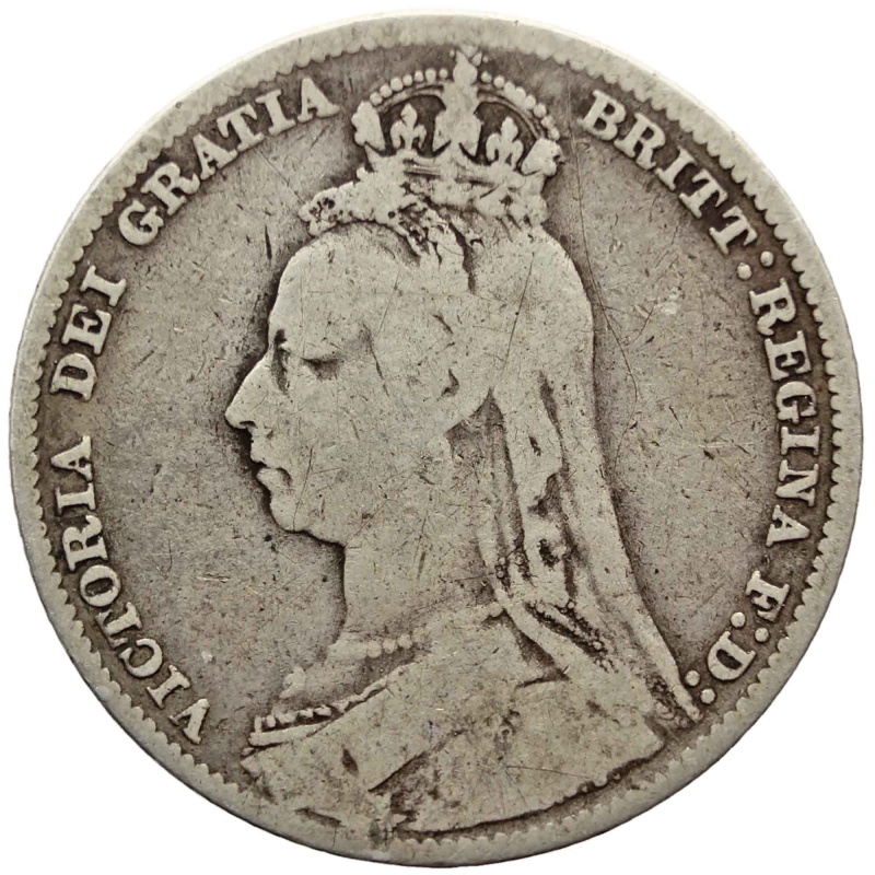 1889 Shilling Victoria Coin Great Britain Silver