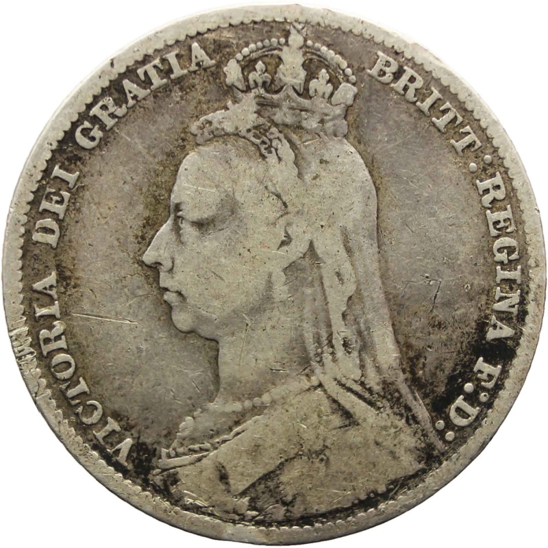 1889 Shilling Victoria Coin Great Britain Silver