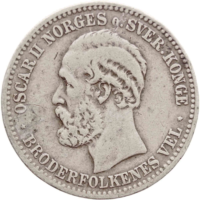 1892 One Krona Norway Coin King Oscar II