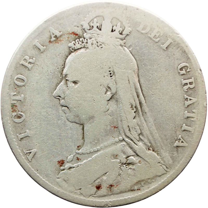 1892 Half Crown Victoria Great Britain Silver Coin