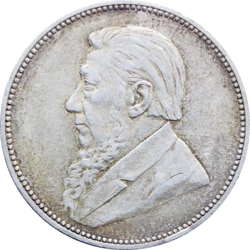 1897 Two Shilling South Africa ZAR Paul Kruger Silver Coin