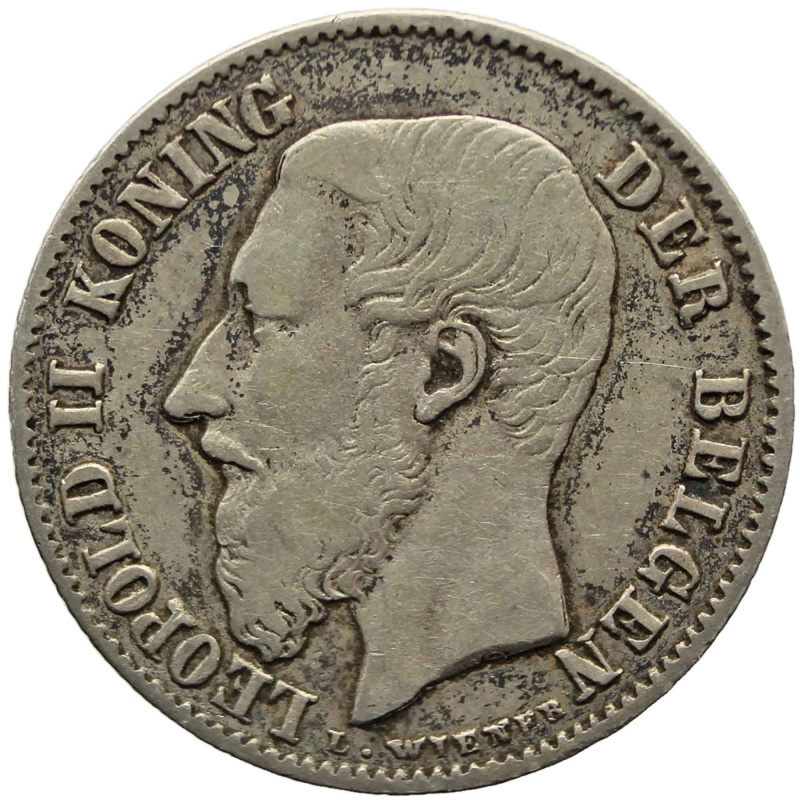 1899 50 Centimes Belgium Coin Silver Leopold II Dutch text