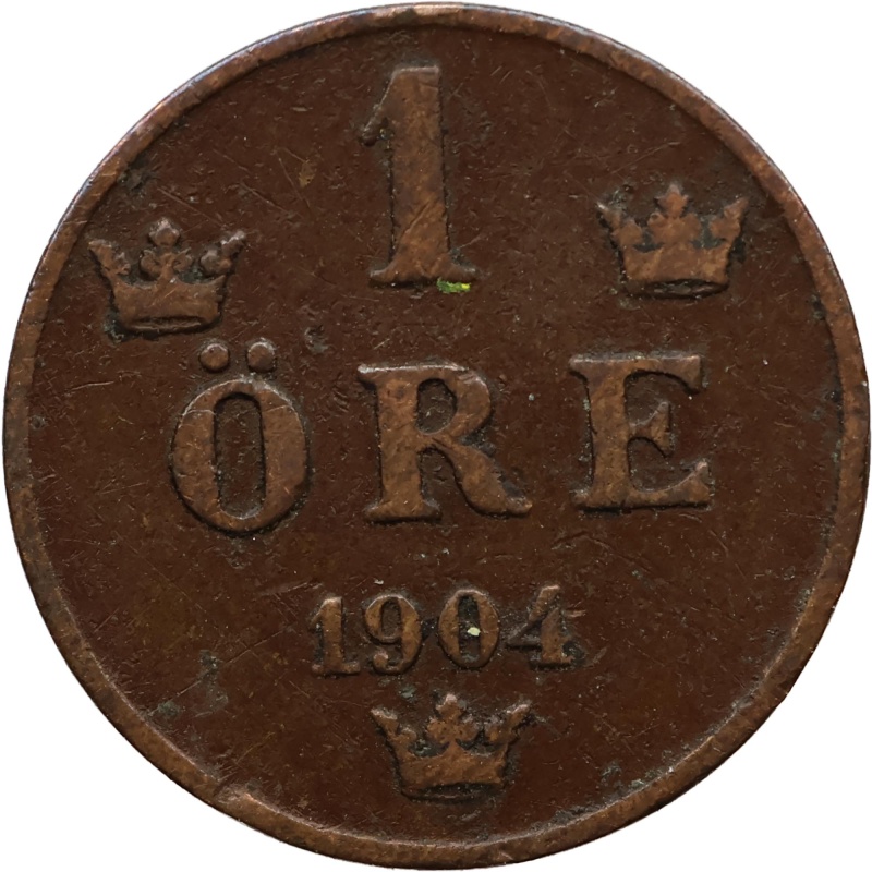 1904 1 Ore Sweden Coin Oscar II