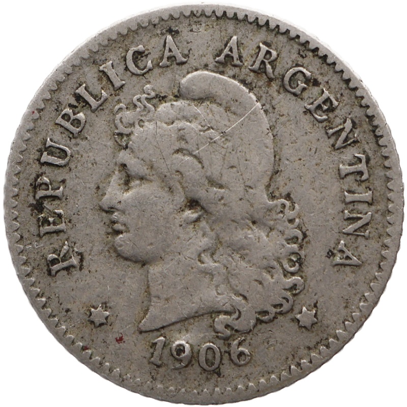 1906 10 Centavos Argentina Coin