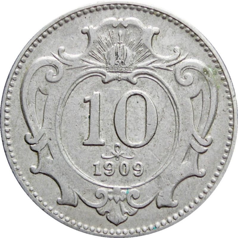 1909 10 Heller Austria – Habsburg Franz Joseph I Coin