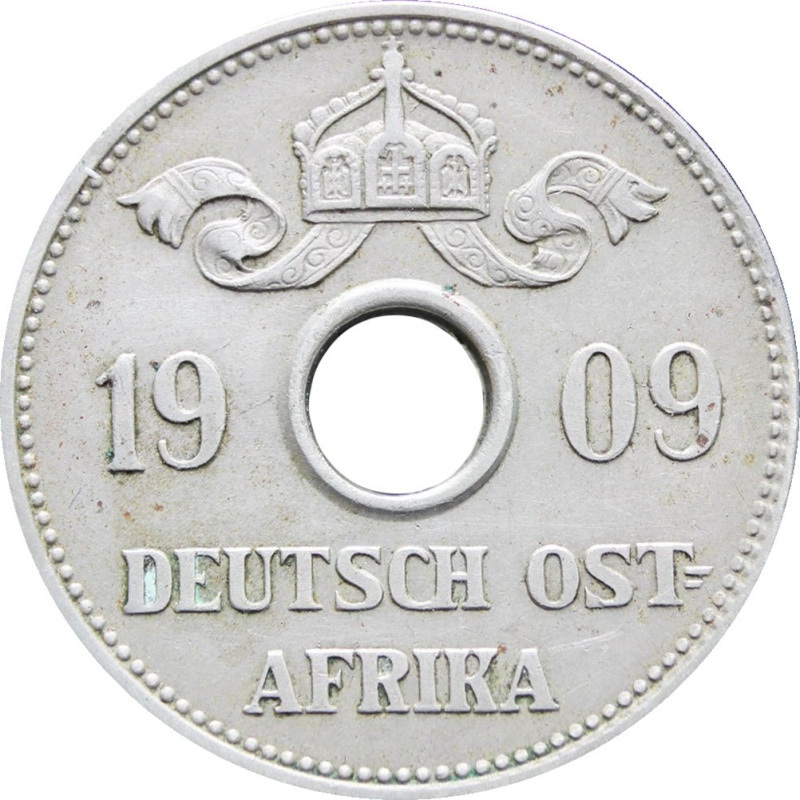 1909 10 Heller German East Africa Wilhelm II Coin Mint Hamburg