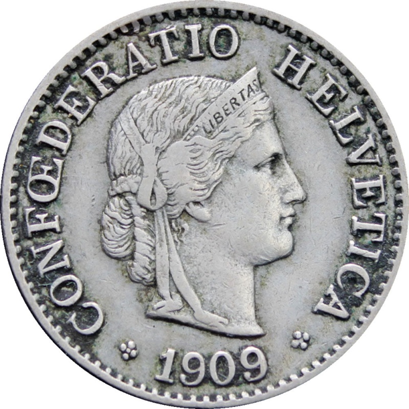 1909 Switzerland 5 Rappen Coin