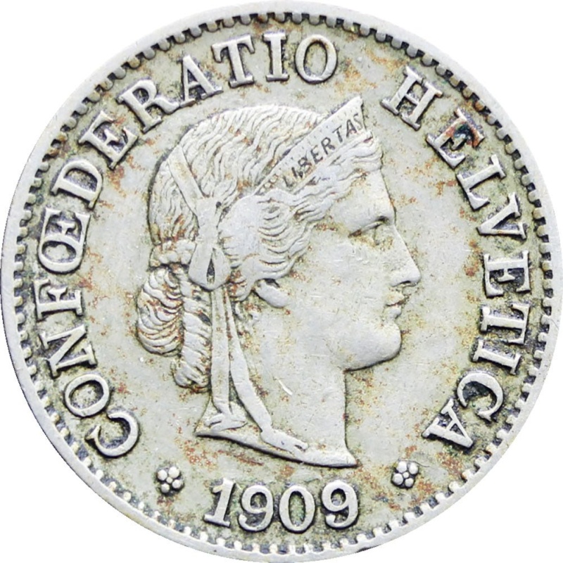1909 Switzerland 5 Rappen Coin