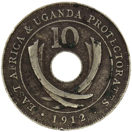 1912 British East Africa and Uganda Protectorates Ten Cents Coin