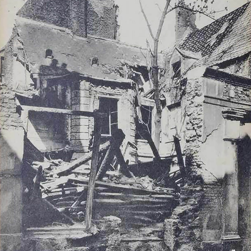 1917s France Word War I Ruins Calais Sea’s Street Bombarded Houses Postcard