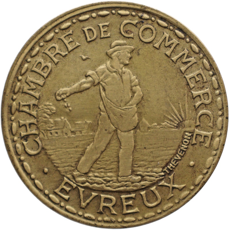 1922 1 Franc Chambre de Commerce d’Evreux Coin