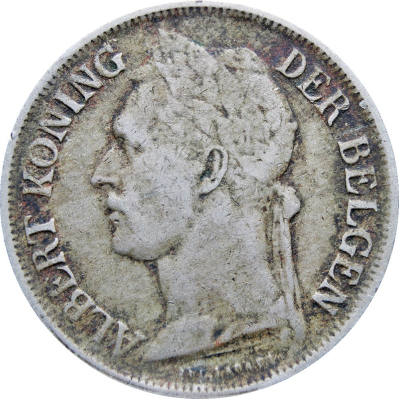 1924 Belgian Congo Albert I One Franc Coin