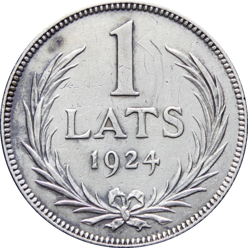1924 Latvia One Lats Silver Coin