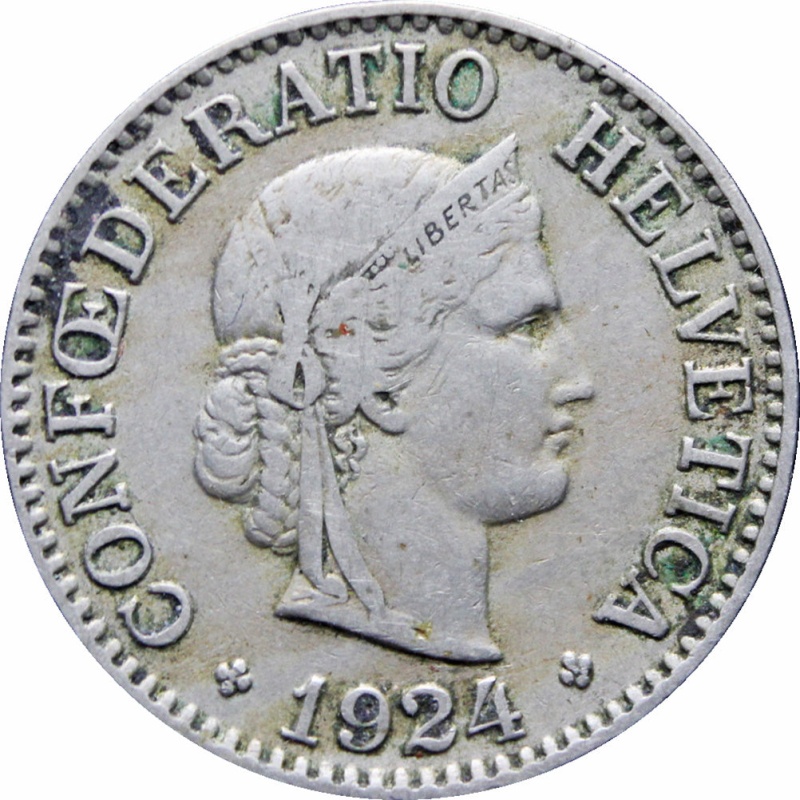 1924 Switzerland 10 Rappen Coin