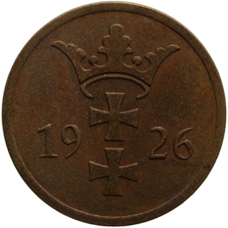 1926 2 Pfennig Coin Free city of Danzig