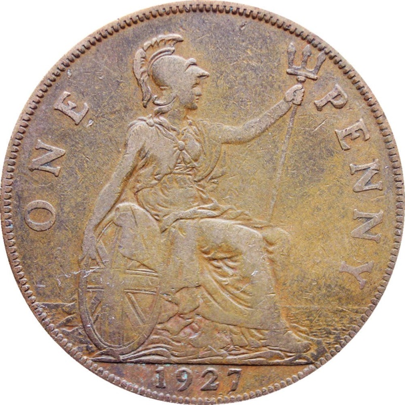 1927 One Penny George V United Kingdom Coin