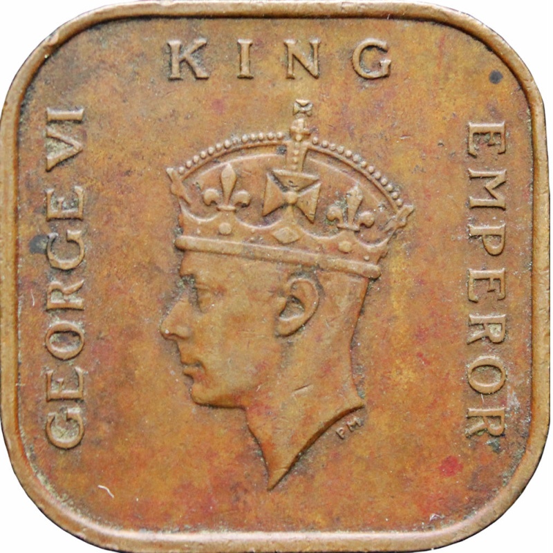 1940 Malaya George VI One Cent Larger Type Coin