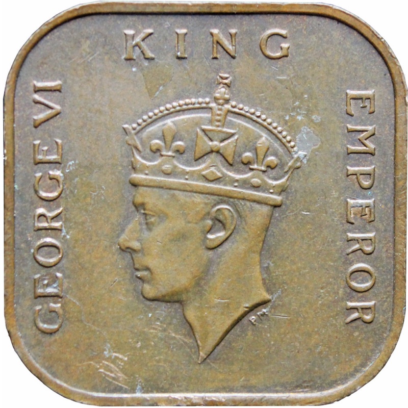 1941 Malaya George VI One Cent Larger Type Coin