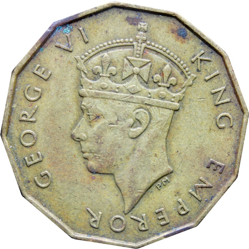 1942 Fiji George V Three Pence Coin