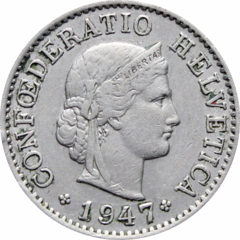 1947 Switzerland 5 Rappen Coin