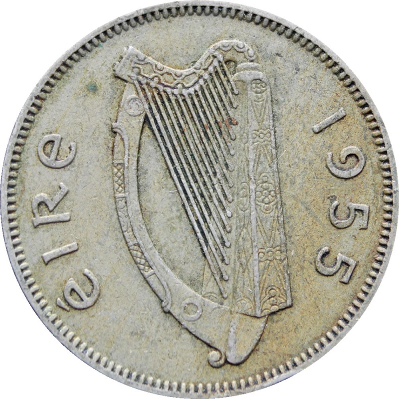 1955 Ireland 6 Pingin / 1 Reul Coin