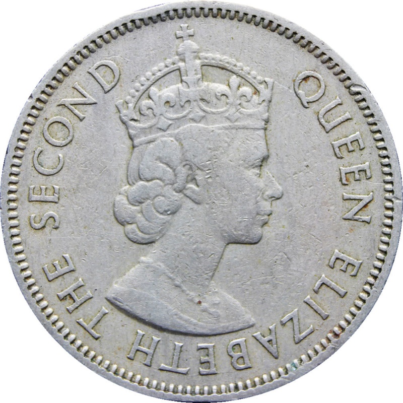 1957 Fiji Queen Elizabeth II One Shilling Coin 1st portrait