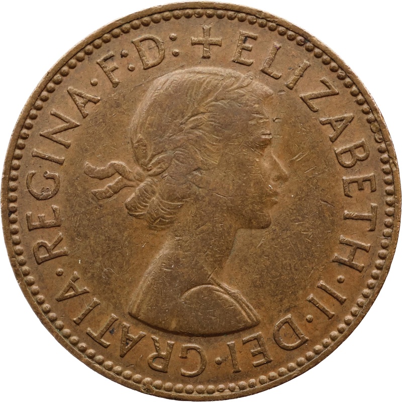 1960 Half Penny Elizabeth II United Kingdom Coin