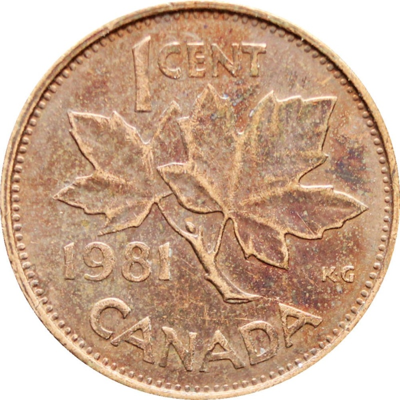 1981 1 Cent Canada Elizabeth II Coin 2nd portrait light type