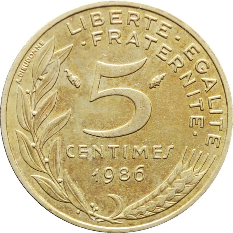 1986 5 Centimes France Coin Marianne