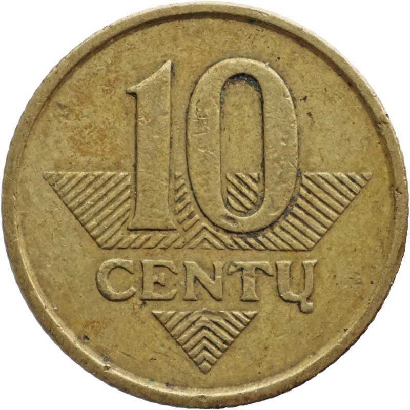 1998 10 Centų Lithuania Coin Tybe B Right Hoof Inclined