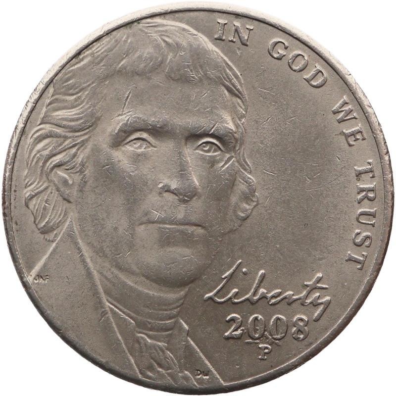 2008 5 Cents United States Coin Nickel Thomas Jefferson