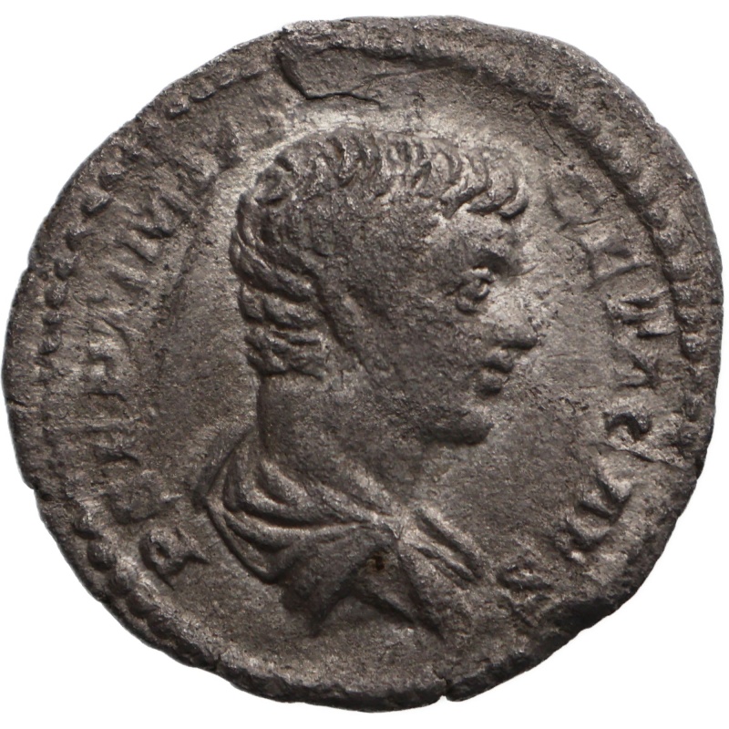 203-208 Roman Empire Denarius Geta Coin Minerva