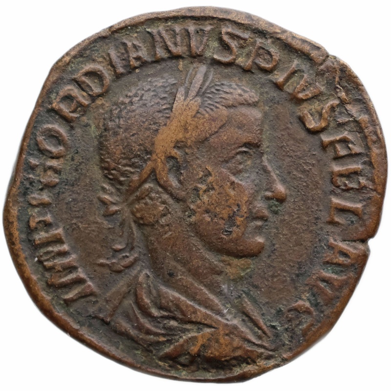 241-244 Roman Empire Sestertius Gordian III Coin Pax Aeternas
