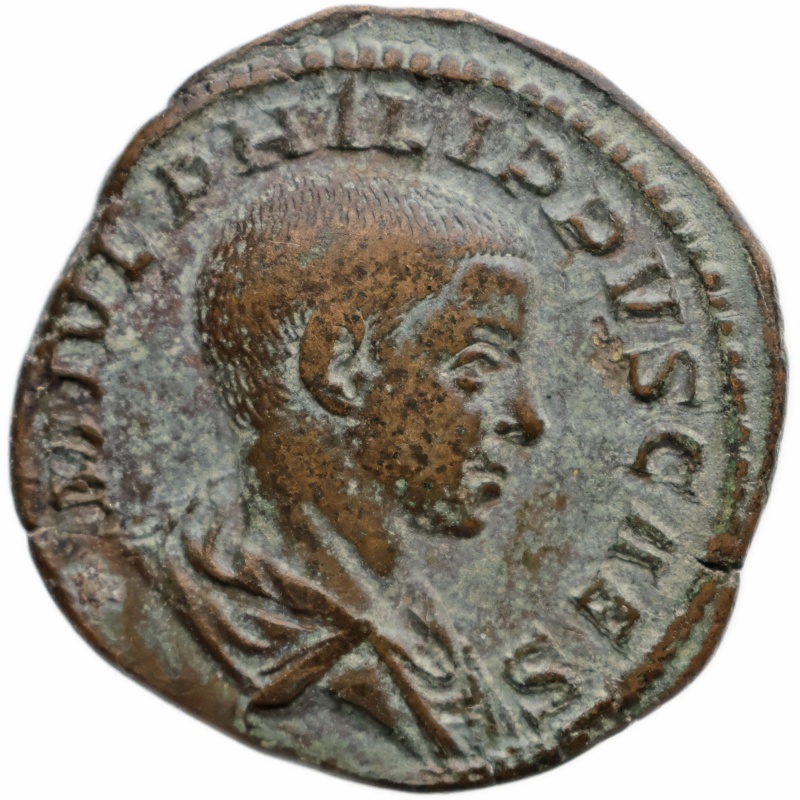 244-246 Roman Empire Sestertius Philip II (Caesar) Coin