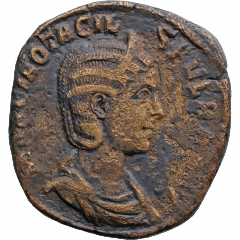 244-249 Roman Empire Sestertius Otacilia Severa, Augusta Coin struck under Philip I