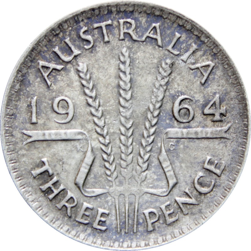 Australia 1964 3 Pence Elizabeth II Coin