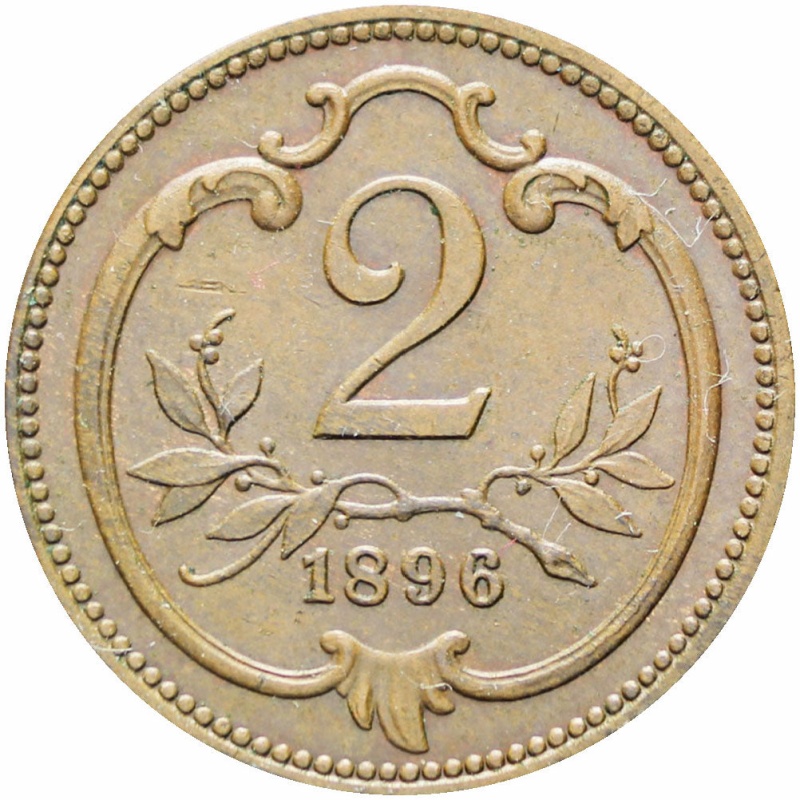 Austria Habsburg 1896 2 Heller Franz Joseph I Coin