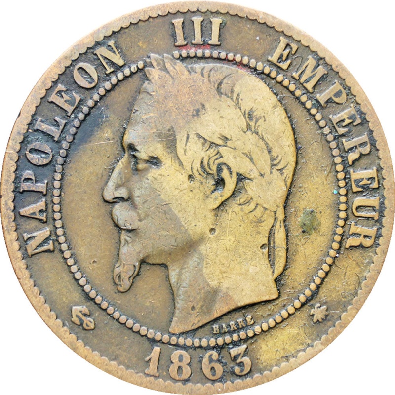 France 1863 10 Centimes Napoleon III Coin