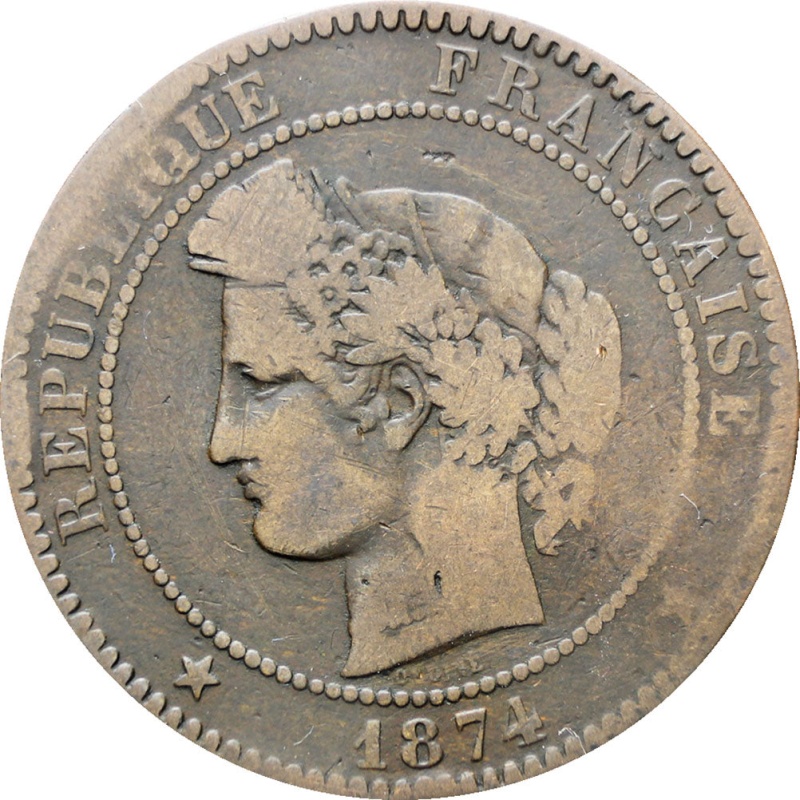 France 1874 10 Centimes Coin