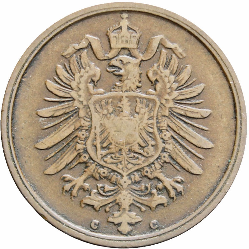 Germany 1875 2 Pfennig Wilhelm I Coin Type 1, Large Shield