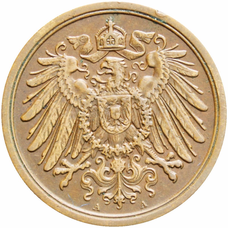 Germany Empire 1913 A 2 Pfennig Wilhelm I Copper Coin