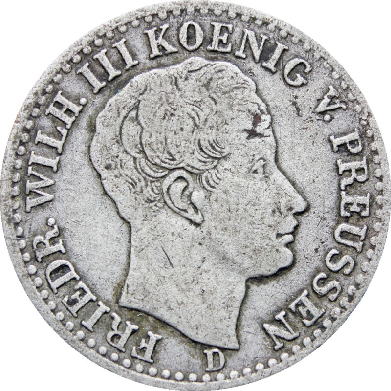 Germany Prussia 1840 1/6 Thaler Friedrich Wilhelm III Coin Silver