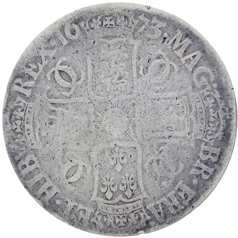 Great Britain 1673 Crown Charles II Silver Coin (3rd portrait)