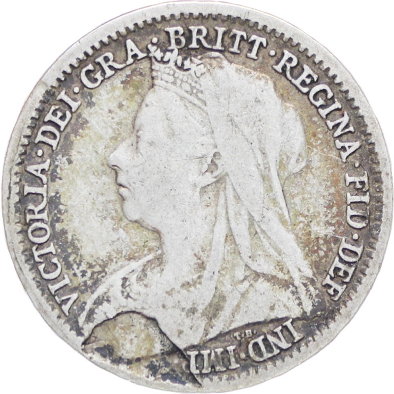 Great Britain Queen Victoria 1899 3 Pence Silver Coin (3rd portrait)