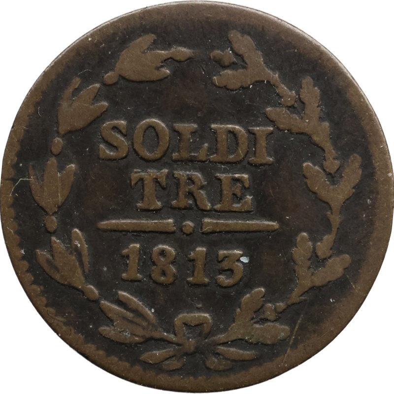 1813 3 Soldi Switzerland Canton Ticino Coin