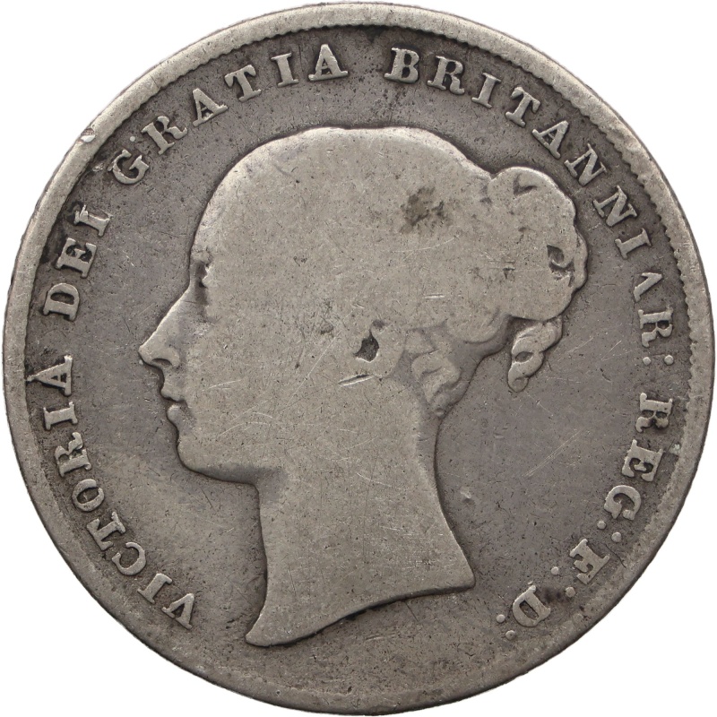 1846 Shilling Victoria Coin Silver GB